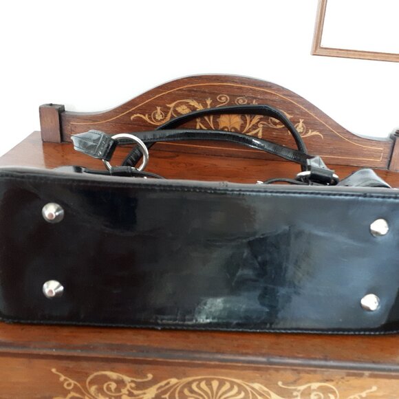 Bag by Tuscan's Genuine Leather - Black patent and Grey/Brown - Picture 3 of 5